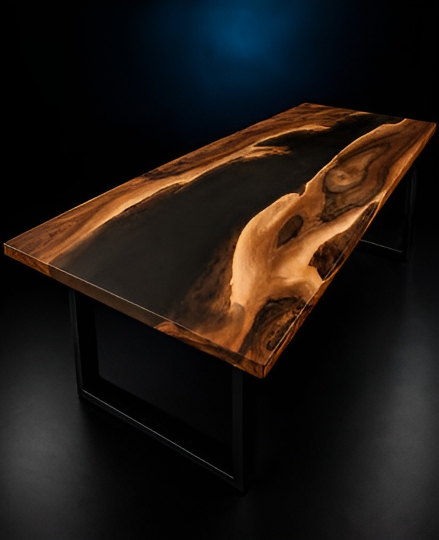 River table: Drewno z żywicą epoksydową